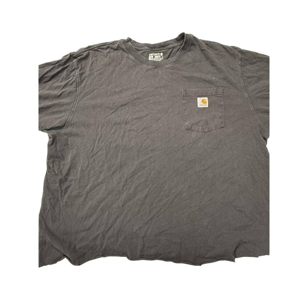 Cropped Carhartt Black Short-Sleeve Pocket Tee with Logo Patch